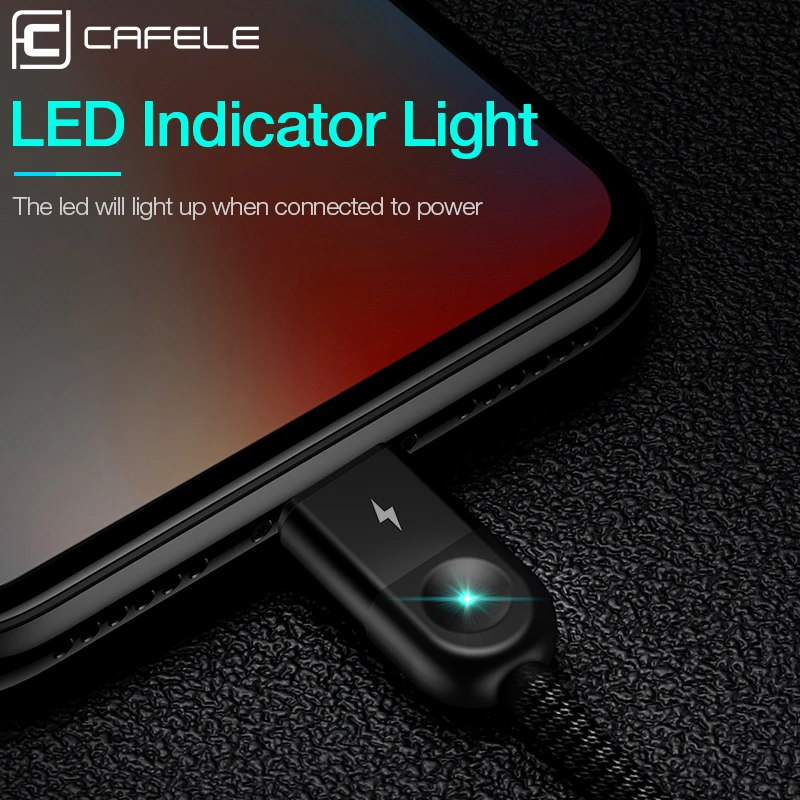 USB кабель Cafele с несколькими светодиодами для iPhone Micro C 3 в 1 Плетеный зарядный X/8 plus/7