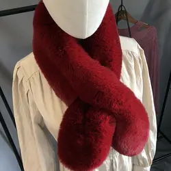 100 см X 15 см Для женщин шарф палантины из искусственного меха Имитация меха кролика кольца зима теплый шарф Элитный бренд толстая шея шарфы
