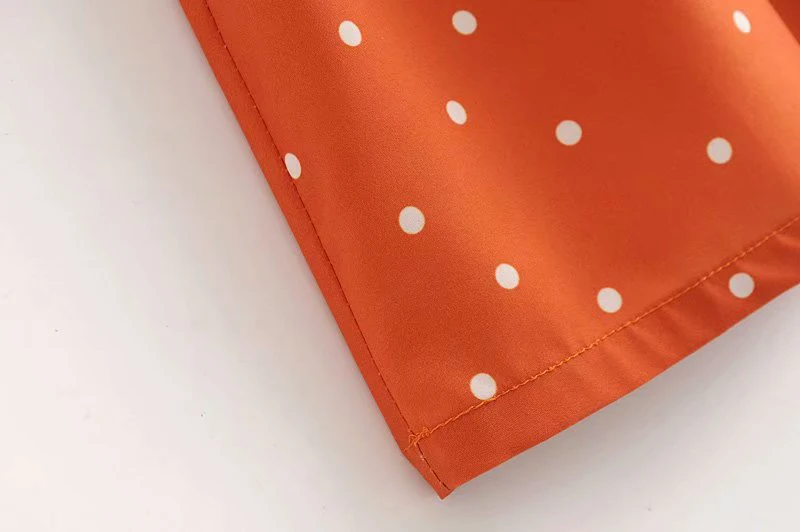 Женское винтажное мини-платье трапециевидной формы с глубоким v-образным вырезом и коротким рукавом во французском стиле оранжевое шикарное женское тонкое мини-платье в горошек