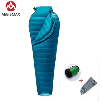 

AEGISMAX Ultralight Adult Mummy 95%White Goose Down Sleeping Bag Outdoor Camping Hiking Three Season Soft Nice and body friendly