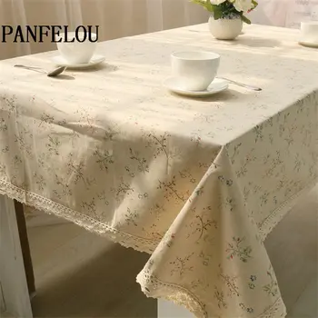 

PANFELOU Beige background little flower ornament is elegant and pure kitchen table cloth tea table cloth cover towel cloth