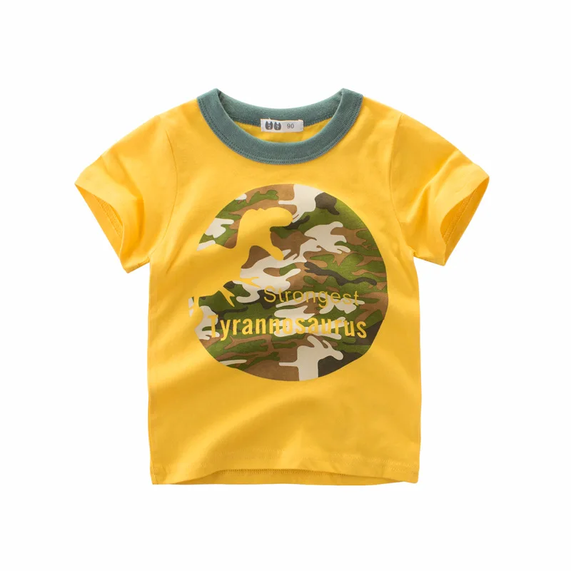 Летние детские футболки для мальчиков популярная детская одежда с принтом динозавра для маленьких мальчиков топы, футболка с короткими рукавами футболка с круглым вырезом