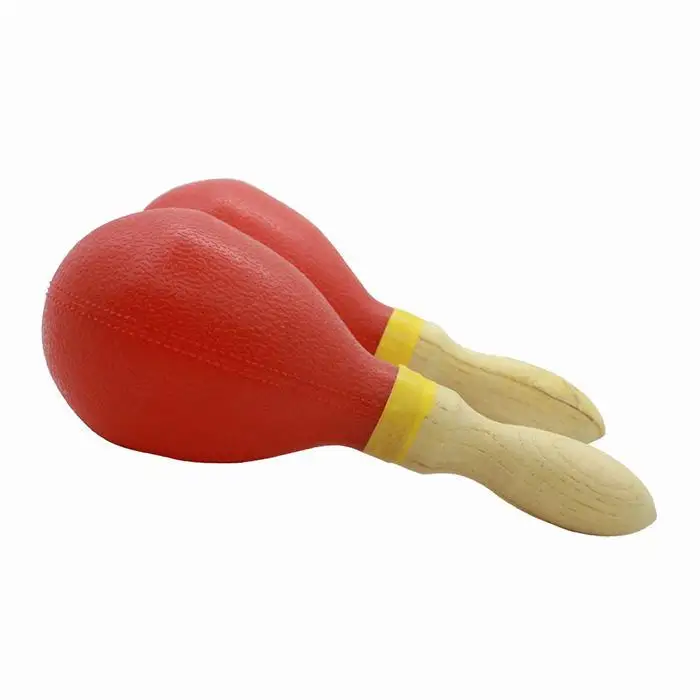 Wood Percussion Early Education Musical Toy Sand Hammer Rattles Red, Black