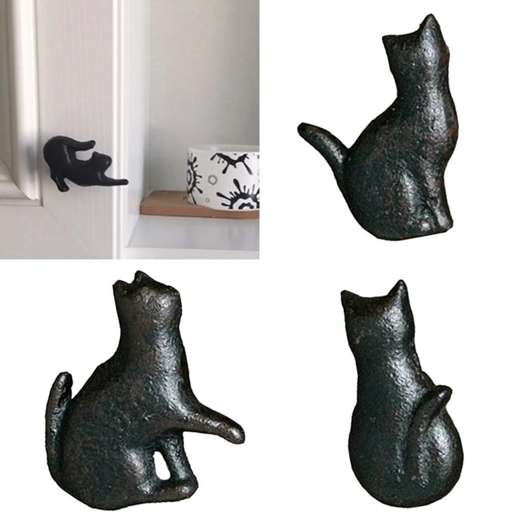 4x Variety Cast Iron Cute Cat Style Door Drawer Cabinet Wardrobe Pull Handle Knobs Vintage Rural Furniture Hardware