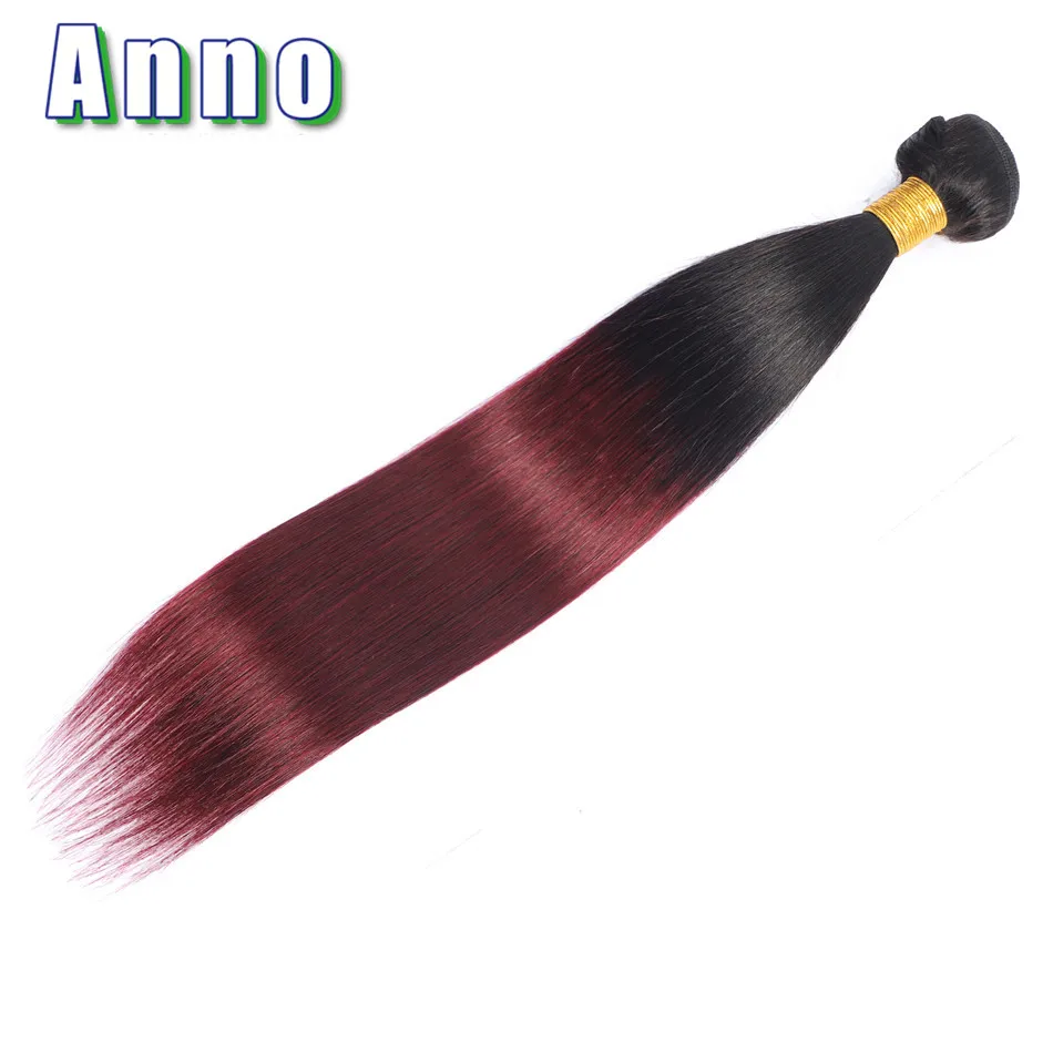 Annowig Straight Ombre Burgundy Hair Bundles Brazilian Hair Weaves 10\