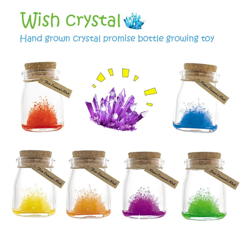 

DIY Wish Crystal Bottle With LED Night Light Crystal Raw Material 6 Colors Hand-made Crafts Lucky Crystal Child Creative Gifts