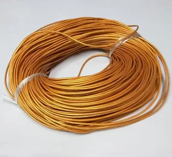 

90m/Roll Pear Gold True Cowhide Beading Cord 2mm diameter Wire Handcraft Accessories for bracelet & necklace free shiping