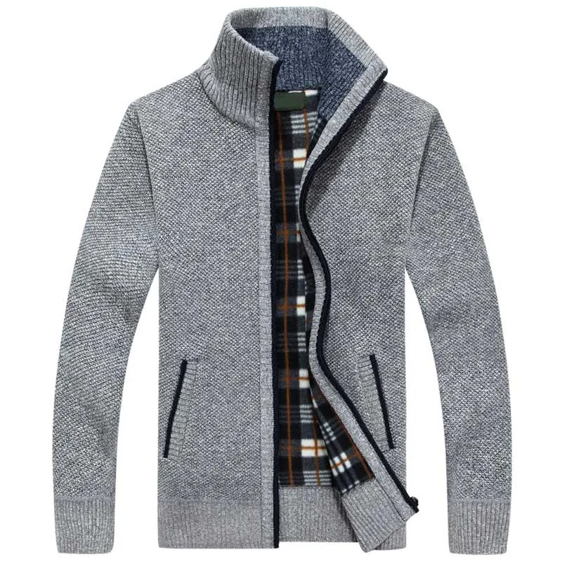 YYDGH Sweater Cardigan Jackets for Mens Fall Winter Zipper Plaid Stand  Collar Coat Patchwork Warm Slim Casual Outerwear with Pockets Beige 4XL 