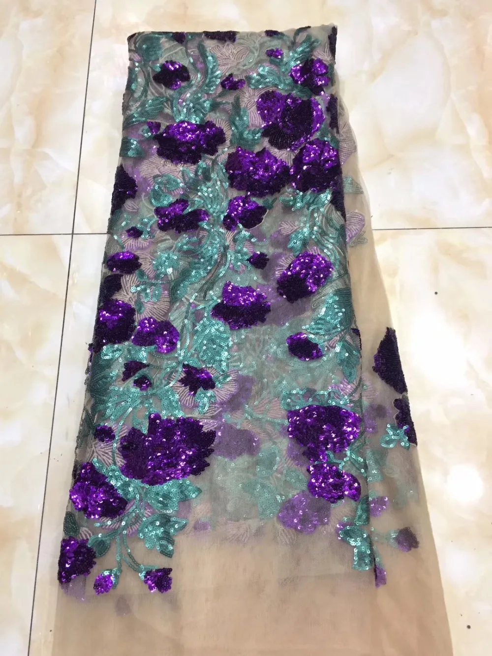 

African Lace Fabric 2019 Embroidered Nigerian Royal Blue Rose Laces Fabric High Quality French Tulle Lace Fabric For Women
