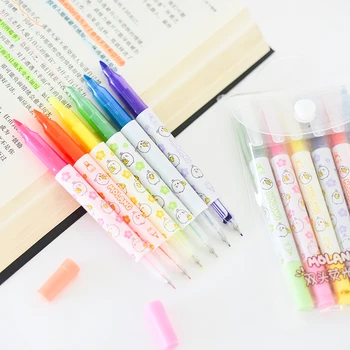 

36 pcs/Lot Cartoon color highlighter marker pen Dual-side spot liner Kawaii kids gifts School supplies material escolar FB007