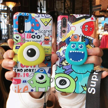 

3pcs Sam S10 Cute Monsters soft cover For Samsung Galaxy S10e plus S9 S8 note8 note9 cartoon Doraemon Cover + stander +strap