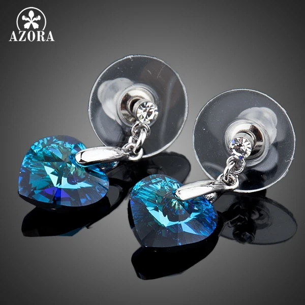 Серьги подвески AZORA Stellux из австрийского хрусталя цвета белого золота TE0036|drop