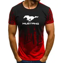Мужская футболка с коротким рукавом и логотипом автомобиля Mustang Летняя Повседневная хлопковая Футболка с градиентом модная футболка в стиле хип-хоп Harajuku Мужская брендовая футболка