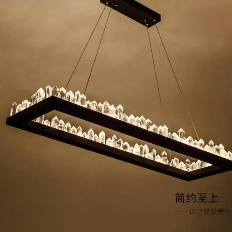 

L XL Rectangular Crystal Chandelier LED strip Suspension Luminaire for hotel lobby Living Room chandelier led lustre de cristal