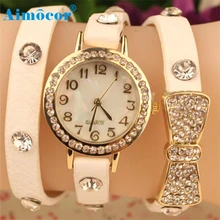 2017 Newly Designed Relogio Feminino Clock Fashion Women Bowknot Crystal Quartz Watch Imitation Leather Watch Gift 322