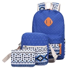 3 PCS/Set Women Backpack Canvas Printing School Bags For Teenagers Girls Backpacks Mochila Cute Rucksack Lady Bookbags Female