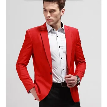 

New Fashion Red Suits Blazer With Pants Wedding Men Tuxedos 2018 terno slim fit Groomsmen Prom Party mens suit (Jacket+Pants)