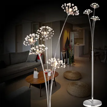 

Modern Art Dandelion LED Floor Lamp Creative Fashion Bedroom Crystal Lamp Living Room Study Decaration Floor Light Free Shipping