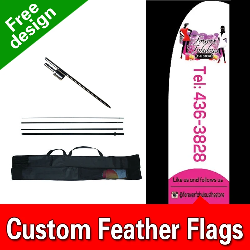 

Free Design Free Shipping Double Sided Inground Spike Teardrop Flags Banners Signs Advertising Feather Flags Pole Kit Feather