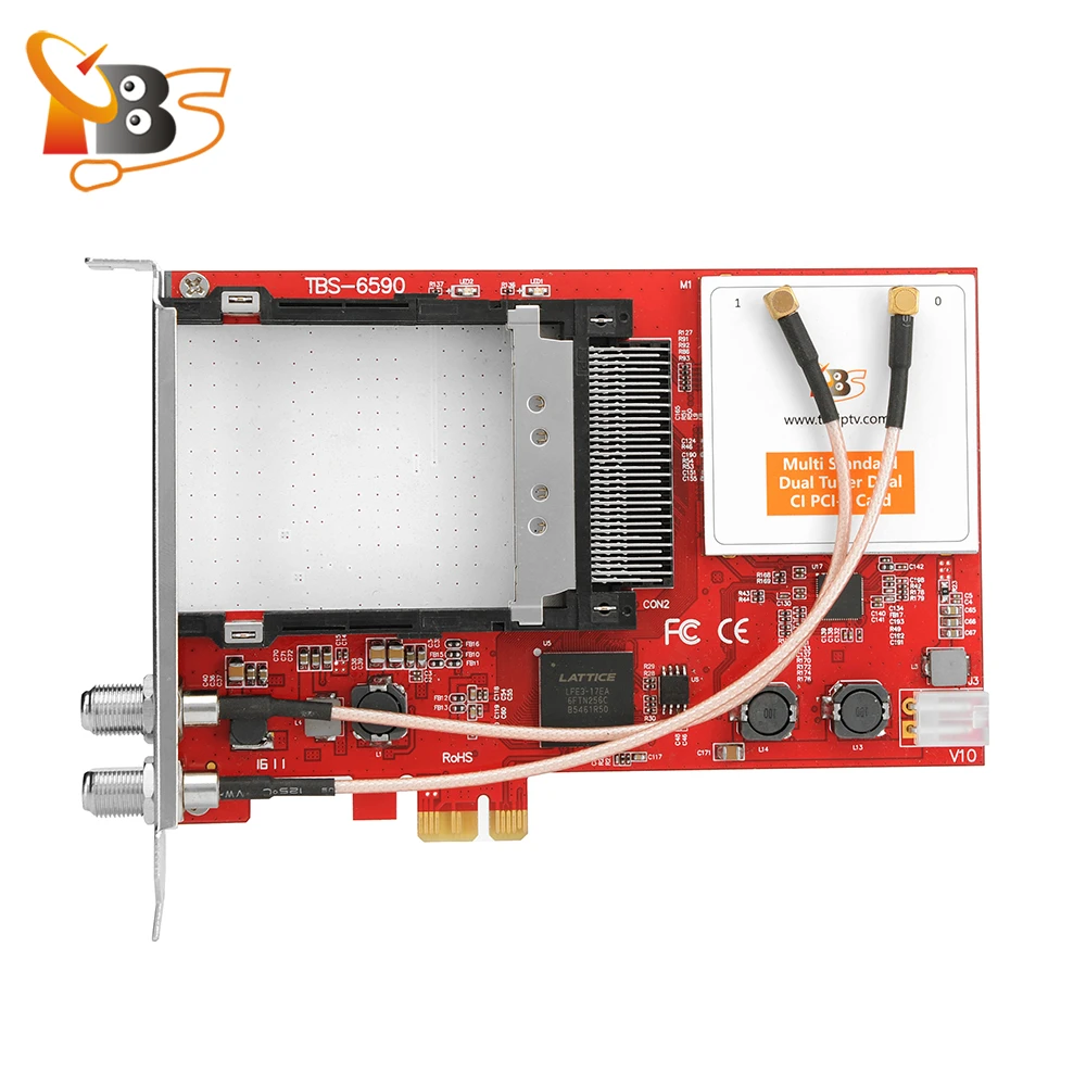 TBS6590 мультистандартный двойной тюнер двойная плата CI PCI e поддерживающая DVB S2/S T2/T