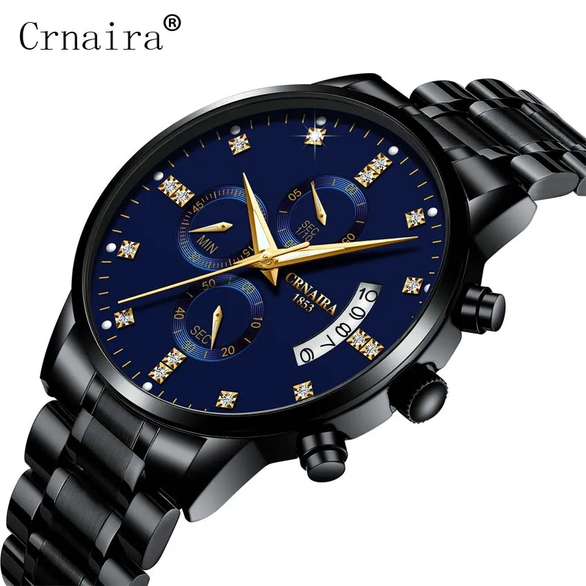 

2019 High Quality Mens Watches Top Brand Luxury Quartz Watch Full Steel Diamond Male Clock Date Week Waterproof Gold Wristwatch