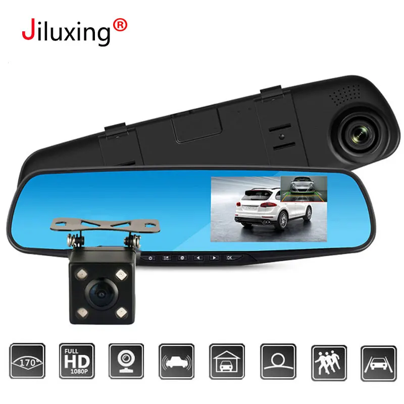 FHD 1080P Car DVR Double lens Car font b camera b font rearview mirror Video Recorder