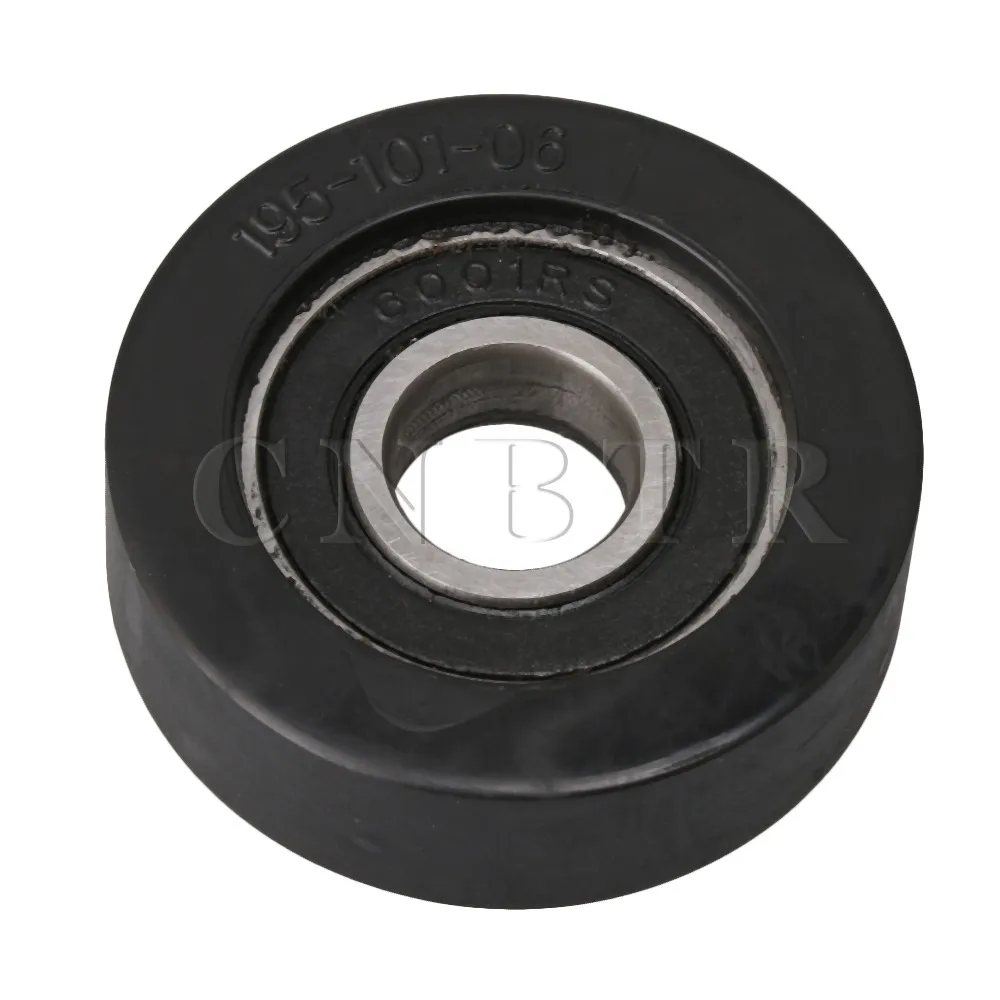 CNBTR 1.2x4x1.2cm 6001 Black PU Coated Silent Ball Bearing Pulley Wheel