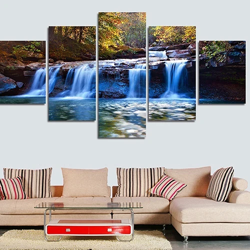 5 Pcs/Set Unframed Waterfall Wall Art Pictures for Living Room Home Decorationin Painting
