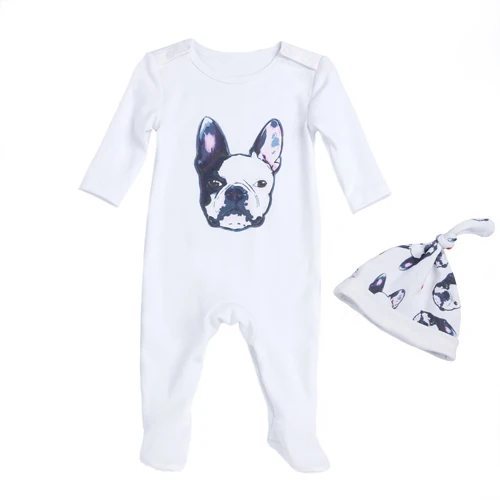 Baby Jumpsuit Cotton  Baby Overalls Bulldog Long Sleeve Rompers Clothing Cotton Dog Anima 2022New Autumn/Winter Newborn Girl Boy Jumpsuit hat Cute Infant Baby Girls Romper Baby Rompers