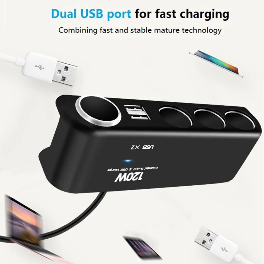 SOONHUA Универсальный двойной USB порт Смарт автомобильное зарядное устройство автомобильный прикуриватель Быстрая Зарядка адаптер питания с несколькими защитой