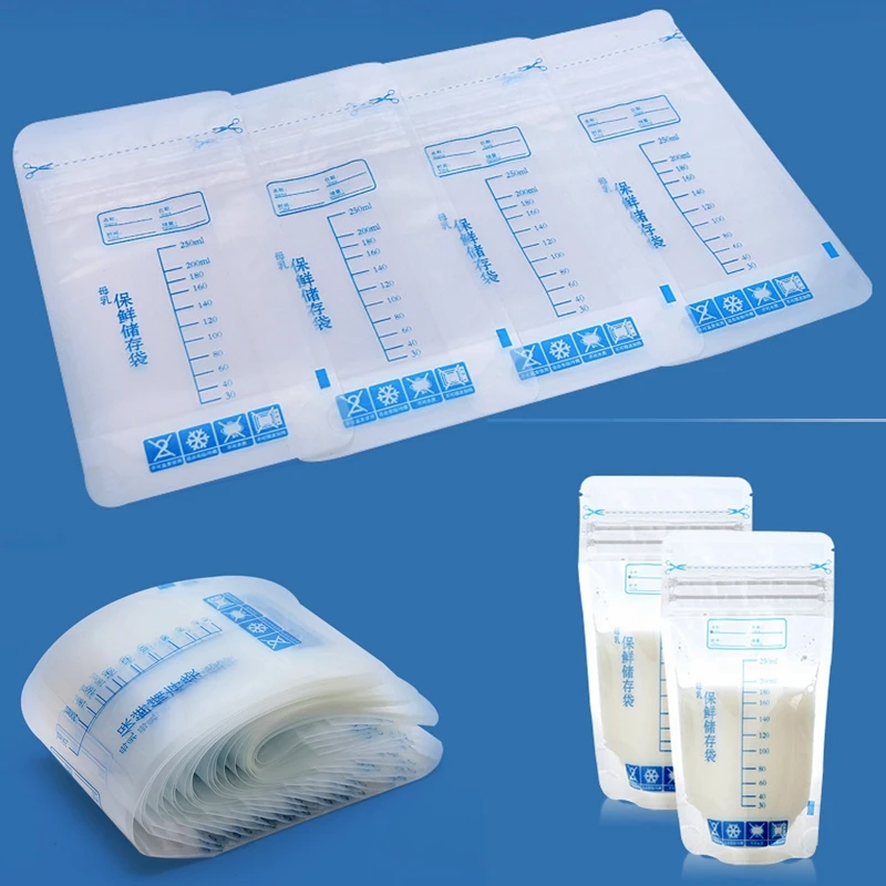 

30PCS/PACK 250ml BPA Free Mother Milk Baby Food Powder Storage Milk Freezer Safety Bags Breast Milk Storage Bag Brest Store Bag