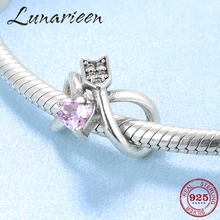 925 пробы серебряные бусины Forever Lingering love розовое сердце CZ подходят к оригиналу Pandora Браслеты с подвесками DIY Изготовление ювелирных изделий