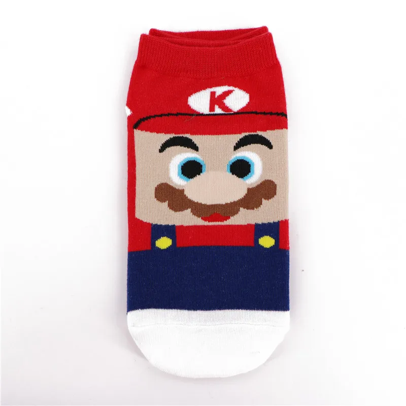 Магазин Crazy Fly, Лидер продаж, модные Хлопковые женские носки, забавные носки с героями мультфильмов Super Mario Luigi Yoshi, прикольные носки, короткие носки до щиколотки, Летний стиль