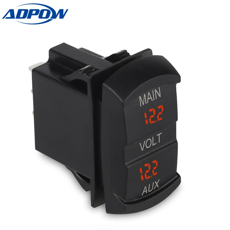 

12-24V Car Boat Motorcycle LED Digital Dual Volt Meters AUX Main Battery Monitor Voltage Gauge Auto Panel Voltmeter Tester