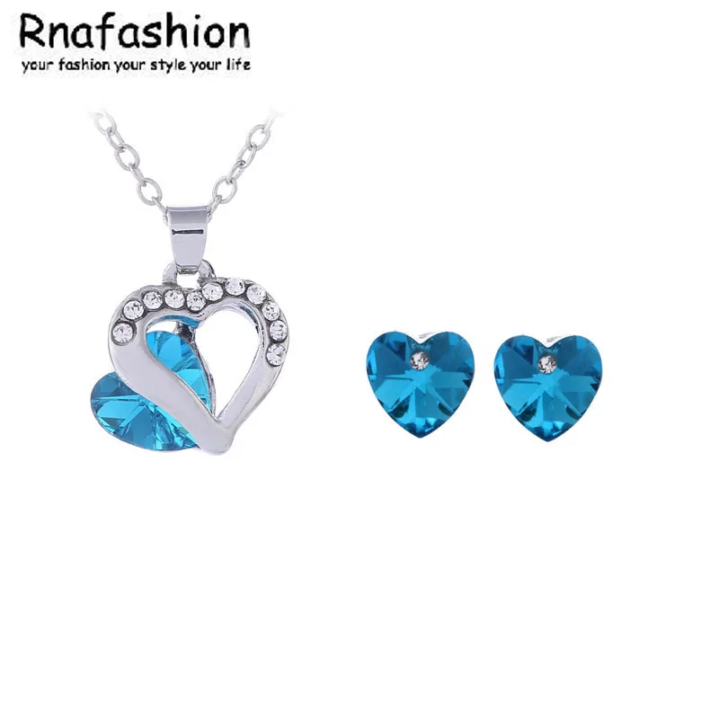 

Crystal jewelry set crystal earrings suit peach heart necklace piece suit soulmate 018+035