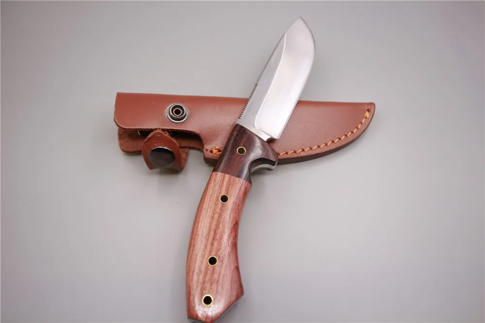 

Hand-made straight knifes 59HRC camping knife outdoor survival training practical multi-function band sawtooth ebony handle