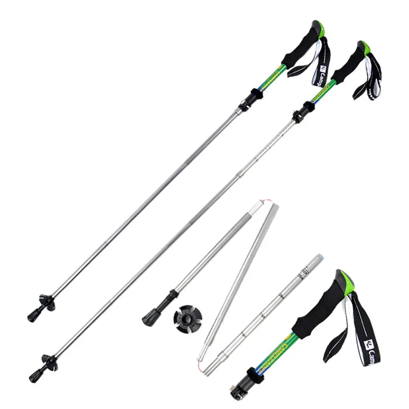 Outdoor Alpenstock Portable Trekking Pole Durable Five - Section Folding Adjustable Impact Walking Cane #2O30 (9)