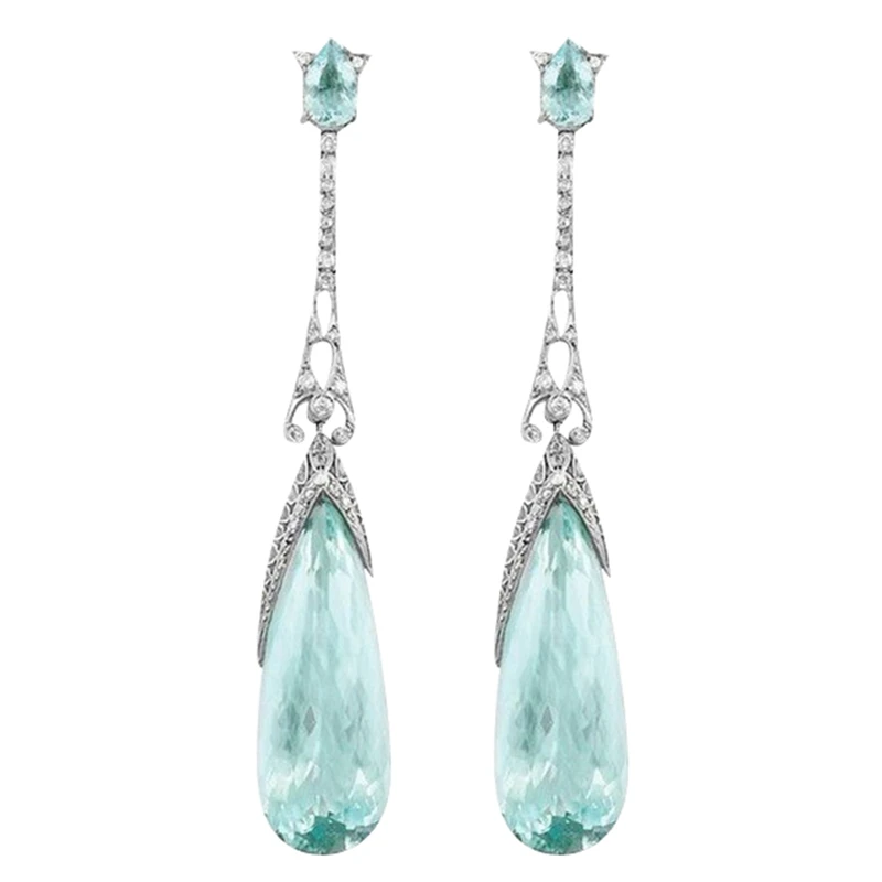 

Classic Elegant Long Earrings For Women Fashion Geometric Crystal Water Drop Earring Brincos Bijoux Jewelry