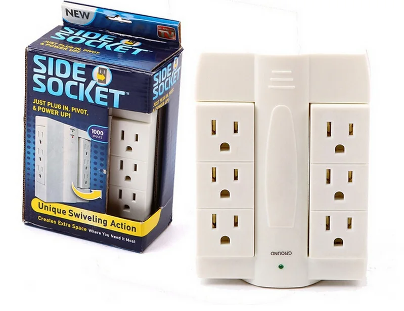 Multifunctional Side Socket 6 Outlet Surge Protector Swiveling