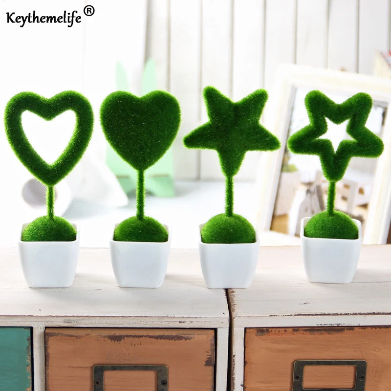 Image Artificial Flowers 4 pcs set Fake Grass Ball Love Star Shape Simulation Plant Valentine s Day Present Home Decor F0