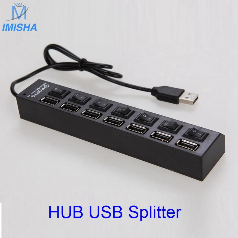 Imisha 7 Port Multi USB Port 2.0 HUB USB Splitter With separate On/Off