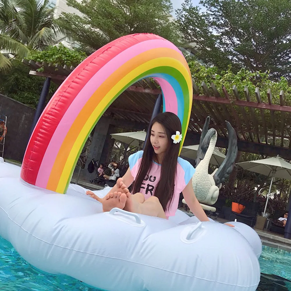 

Thickened PVC water mattress inflatable rainbow clouds adult water bed floating