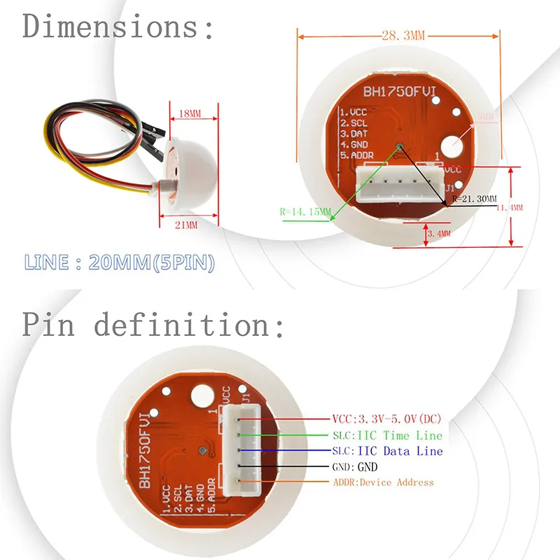 

Digital Light Intensity Sensor Module Light Ball BH1750FVI Chip JLRL88