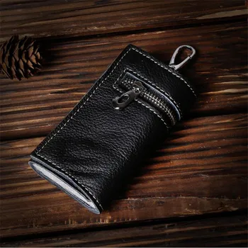 

Key Case Men's Women's Leather Waist Multi-function Car Key Bag Casual Bag Top Layer Leather Zipper Wallet