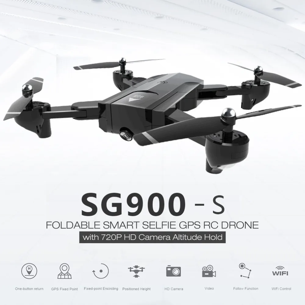 SG900-S 2,4G Радиоуправляемый Дрон складной Selfie Smart gps FPV Quadcopter с 720 P HD Камера высота Удержание следуй за мной один ключ возврата