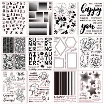 

English Words Flowers Clear Stamps Seal for Scrapbooking Decorative Cards Photo Album Paper Crafts Transparent Stamp 6*8 inch