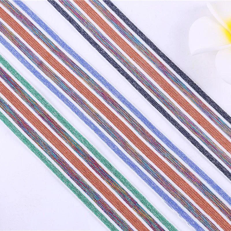 

40mm Gold Silver Rubber Elastic Band Nylon Colorful Stripe Elastic Bands DIY Crafts Manual Sewing Garment Accessories 1meter