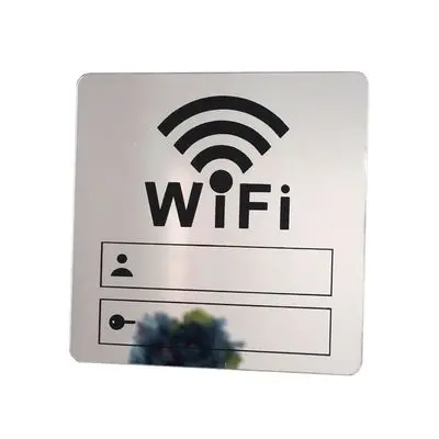 6 шт./лот 10 см Wi-Fi знак 3D акриловые зеркальные настенные наклейки перезаписываемые учетные записи и пароль для общественных Shope wifi вывески - Цвет: Серебристый