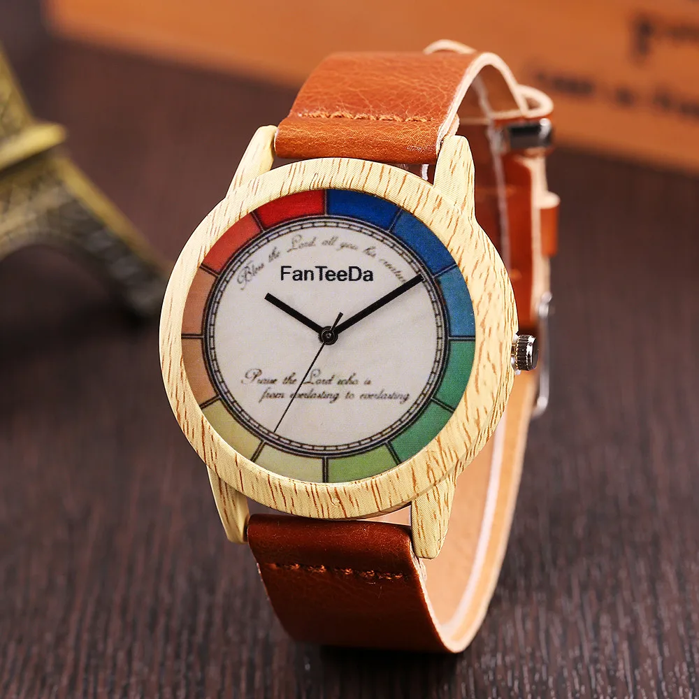 

2019 Vintage Wood Watch Simple Women Dress Quartz Analog Leather Genuine Hour Clocks Male Female Watches Valentines Day Gifts