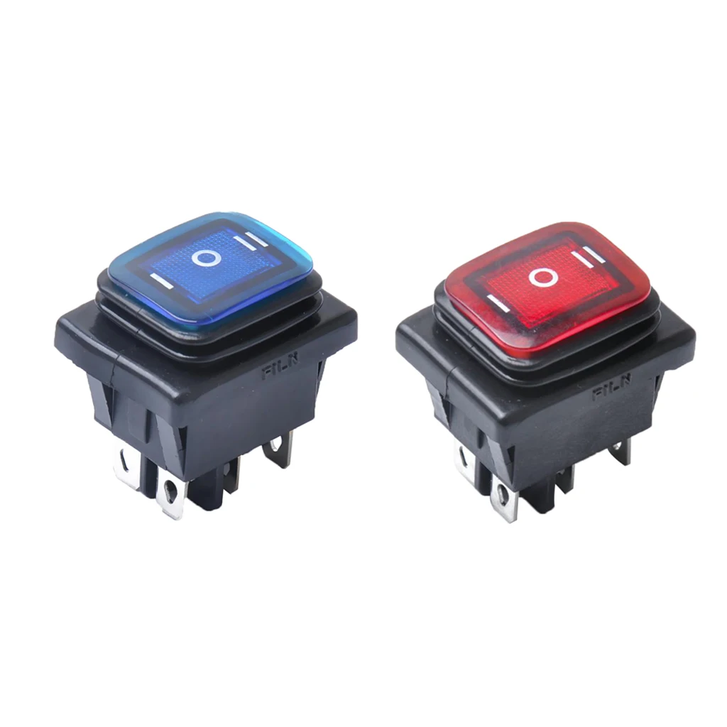 2 Pieces Red Blue 6 Pin On-Off-On Car Boat Lighted Rocker Toggle Switch